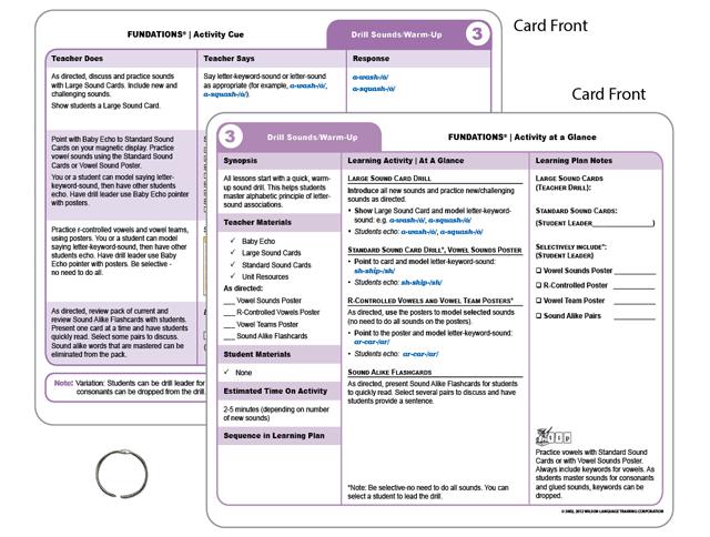 Fundations Activity Cue Cards 3